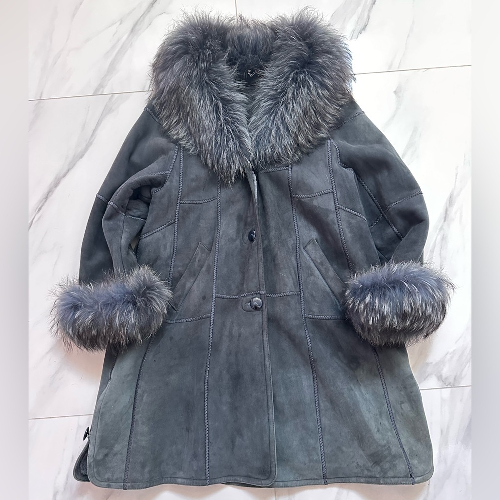 Super Warm Genuine Shearling Leather Coat  Sz.XXL